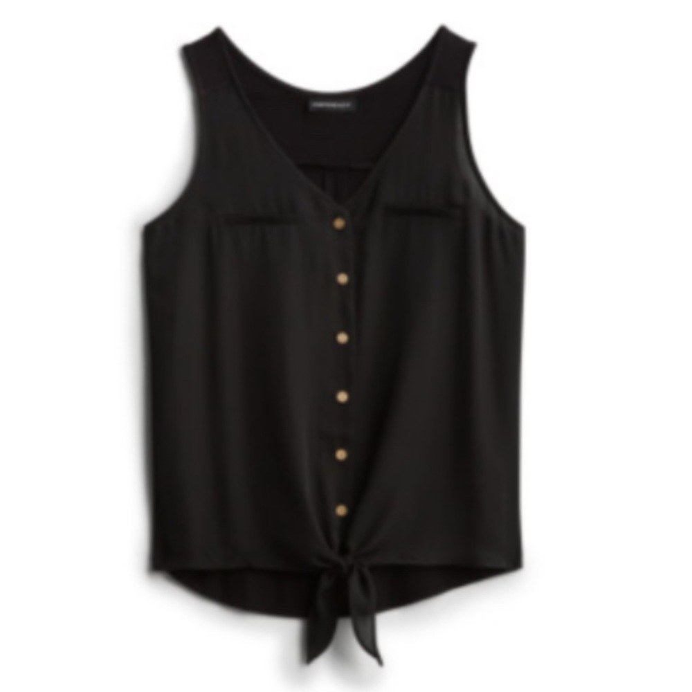Fortune + Ivy Bendry Mixed Material Tie Front Sleeveless Blouse - Medium